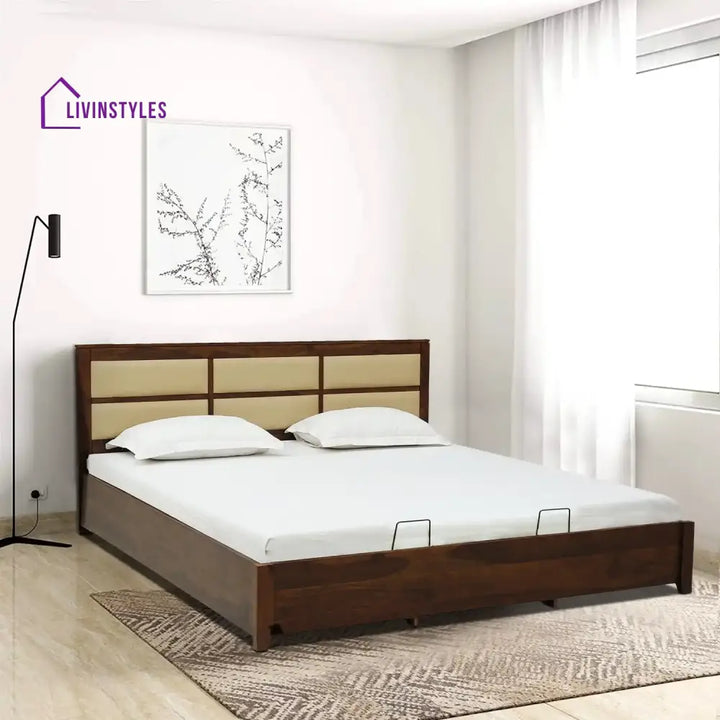 Evelyn Solid Wood Hydraulic Storage Beds King / Teak Bedroom Furniture Sets