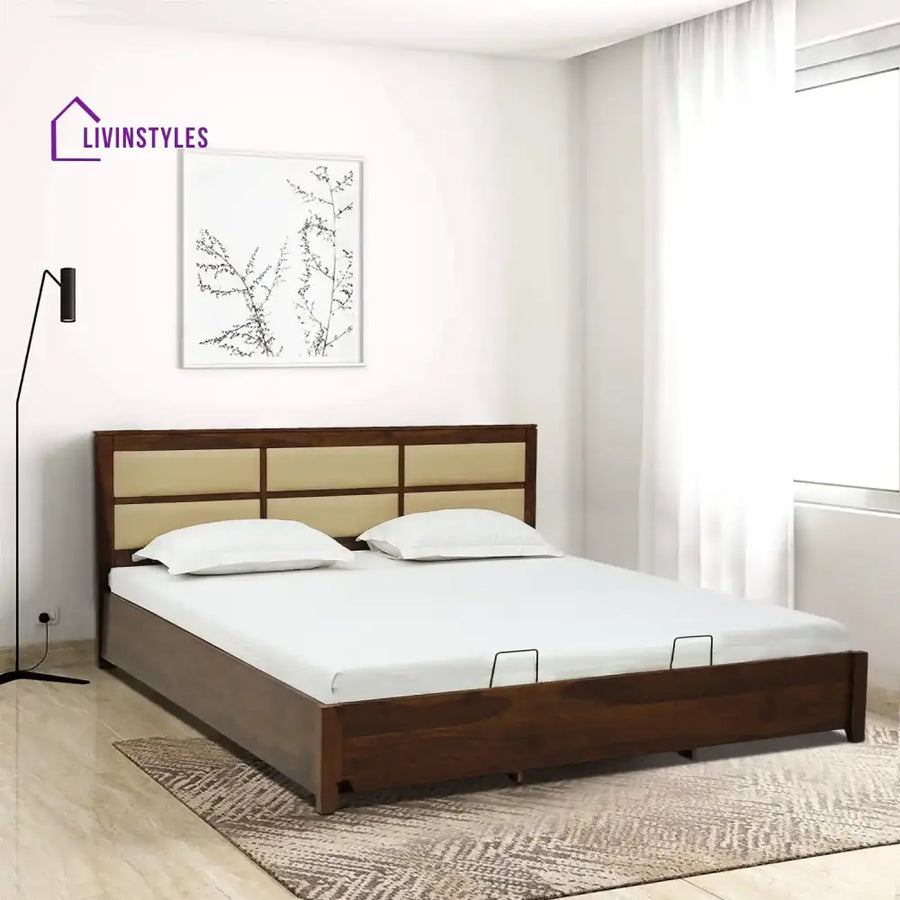 Evelyn Solid Wood Hydraulic Storage Beds King / Teak Bedroom Furniture Sets