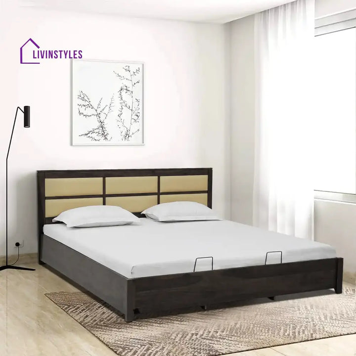 Evelyn Solid Wood Hydraulic Storage Beds King / Walnut Bedroom Furniture Sets