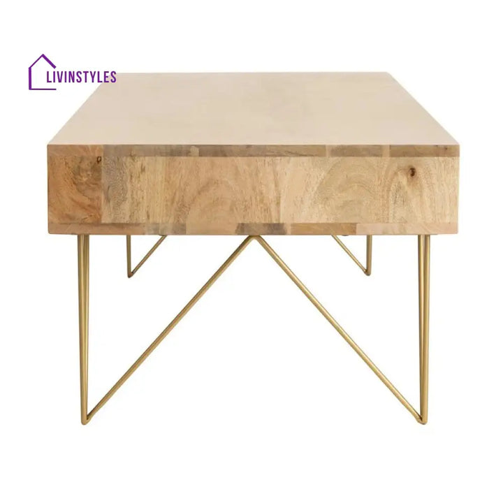 Diya Solid Wood and Metal Coffee Table for Living Room