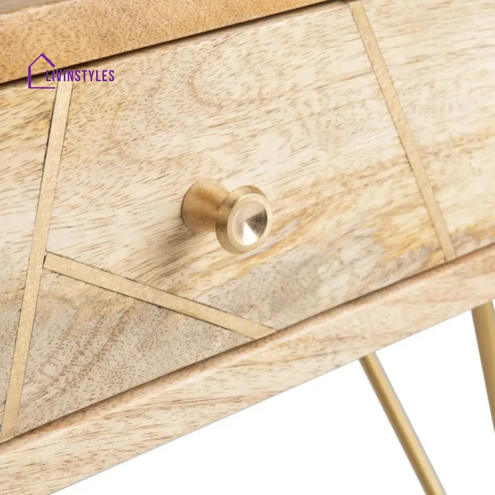 Diya Solid Wood and Metal Coffee Table for Living Room
