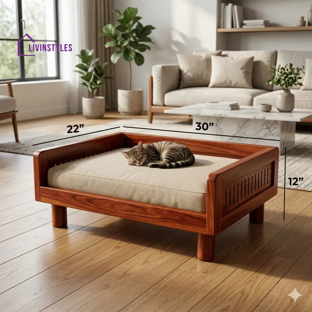 Dmitry Solid Sheesham Wood Pet Daybed | Cat Bed | Dog Bed