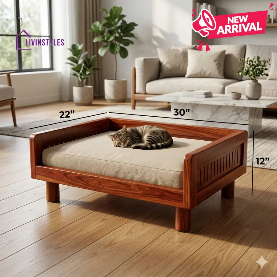 Dmitry Solid Sheesham Wood Pet Daybed | Cat Bed | Dog Bed