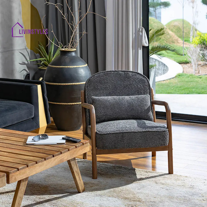 Dmytro Wooden Armchair Grey