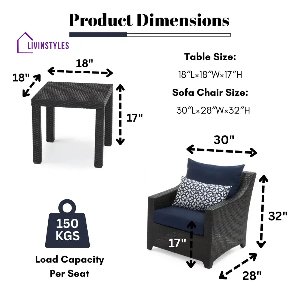 Dolores 3-Piece Outdoor Rattan Wicker Patio Set - Patio Set