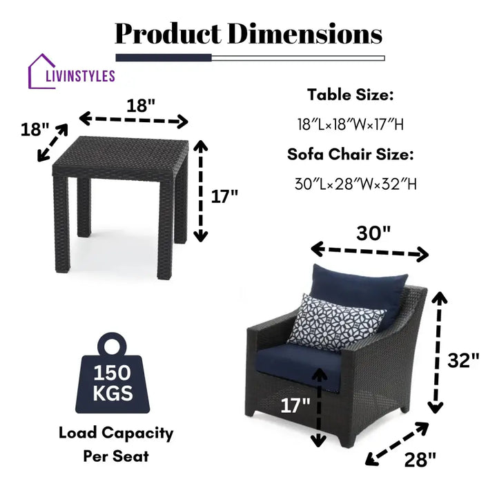 Dolores 3-Piece Outdoor Rattan Wicker Patio Set - Patio Set