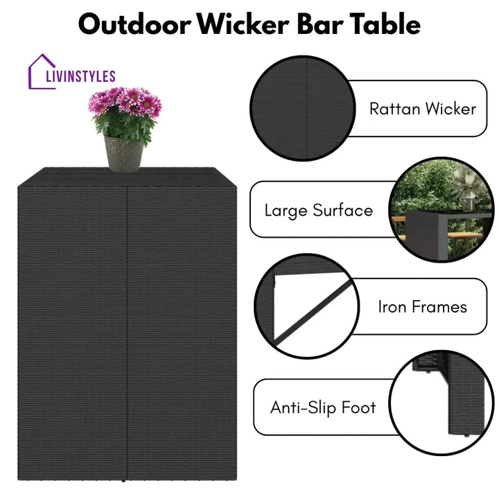 Dominga Outdoor Rattan Wicker Bar Table - Bar Table