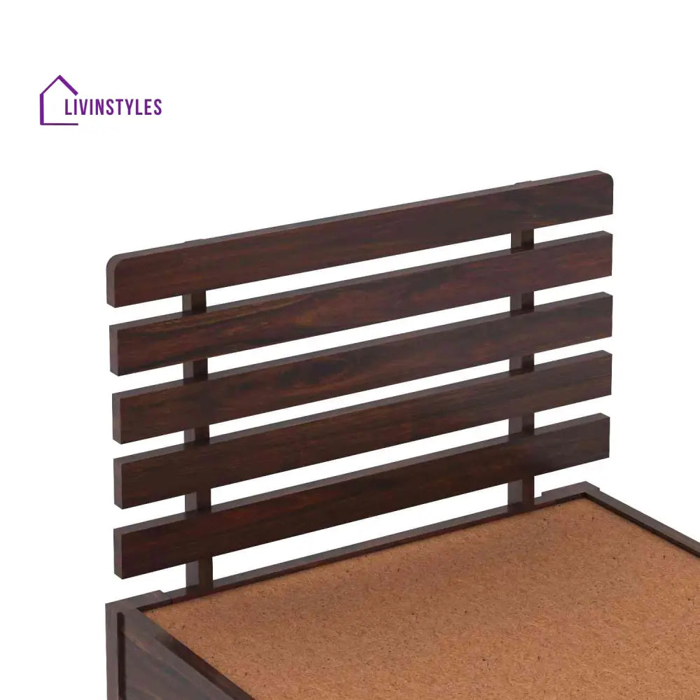 Dominga Solid Sheesham Wood Single Bed Without Storage (Walnut Finish) Bed