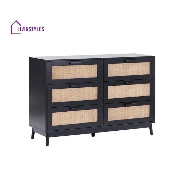 Domingo 6 Drawer Chest - Black Chest of Drawers