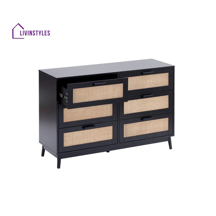 Domingo 6 Drawer Chest - Black Chest of Drawers