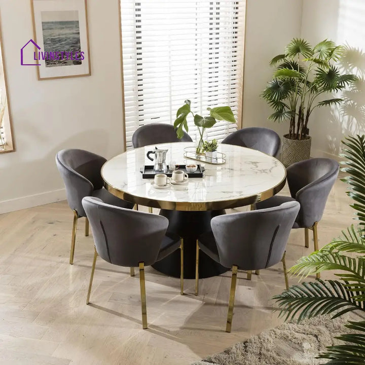 Dominika Dining Chair Set of 2 Grey Velvet Wingback on Gold Legs Dining Room / Dining Chairs