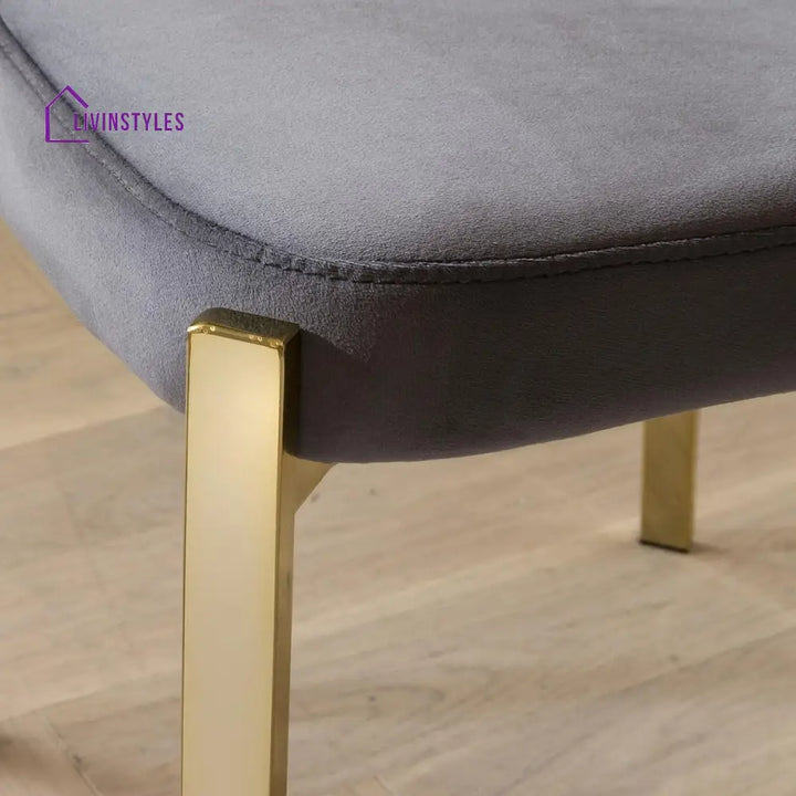Dominika Dining Chair Set of 2 Grey Velvet Wingback on Gold Legs Dining Room / Dining Chairs