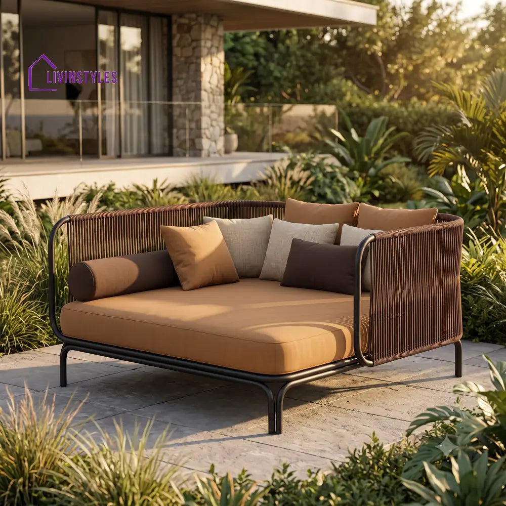 Domitille Premium Outdoor Day Bed in Metal Frame with Powder Coated & Rope