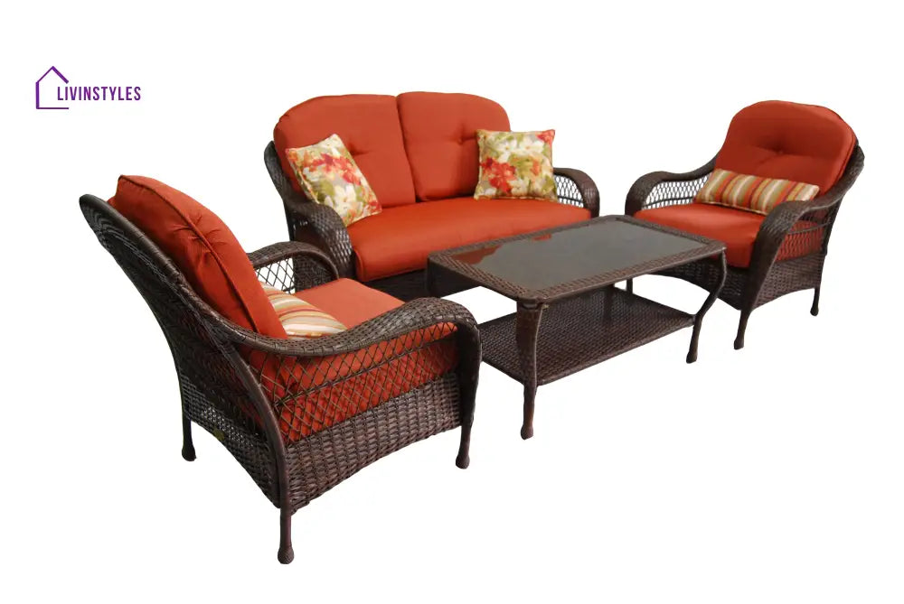 Dona Outdoor Sofa Set 2 Seater 2 Single seater and 1 Center Table (Dark Brown) - Sofa Sets