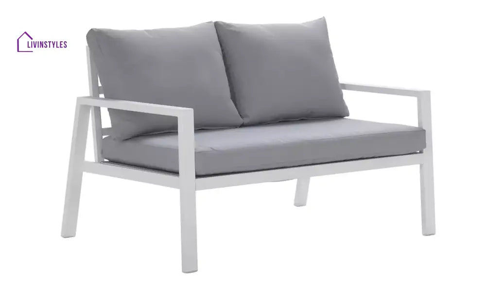 Dona Outdoor Sofa Set 2 Seater 2 Single seater and 1 Center Table (White + Grey) - Sofa Sets
