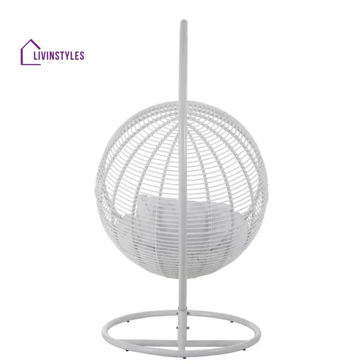 Donato Single Seater Hanging Swing With Stand For Balcony Garden Swing (White) - Swings