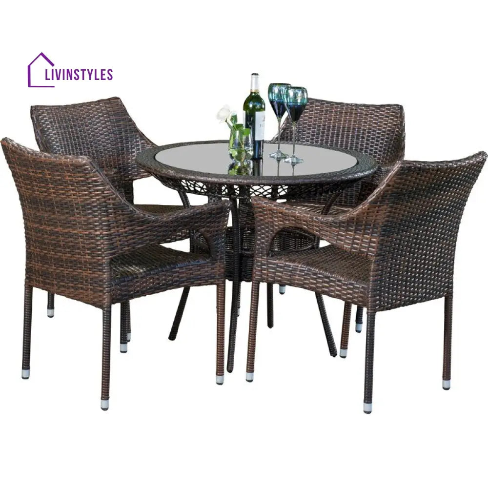 Donini Outdoor Patio Dining Set 4 Chairs and 1 Table (Brown) - Dining sets