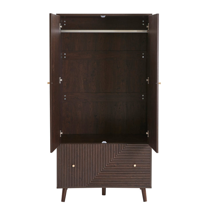 Armando 2 Door Wardrobe with Drawer - Walnut Wardrobe