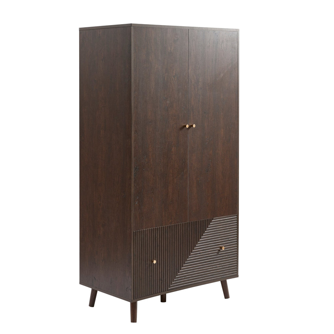 Armando 2 Door Wardrobe with Drawer - Walnut Wardrobe