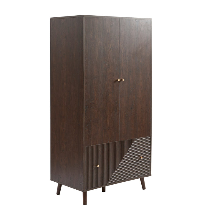 Armando 2 Door Wardrobe with Drawer - Walnut Wardrobe