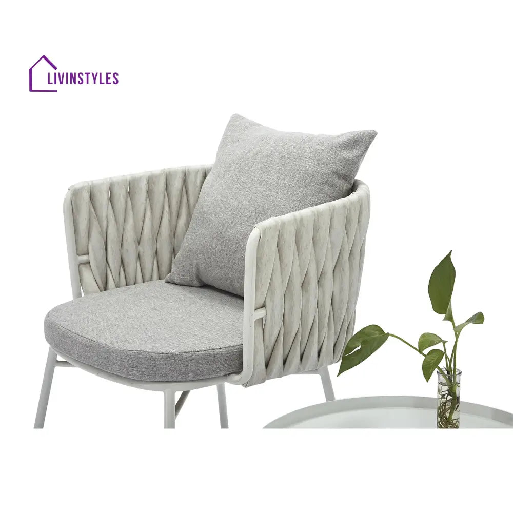 Dora Outdoor Patio Seating Set 2 Chairs and 1 Table Set (Grey) Braided & Rope - Coffee Table Sets