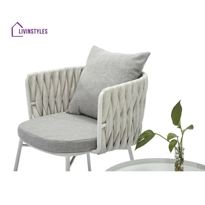 Dora Outdoor Patio Seating Set 2 Chairs and 1 Table Set (Grey) Braided & Rope - Coffee Table Sets