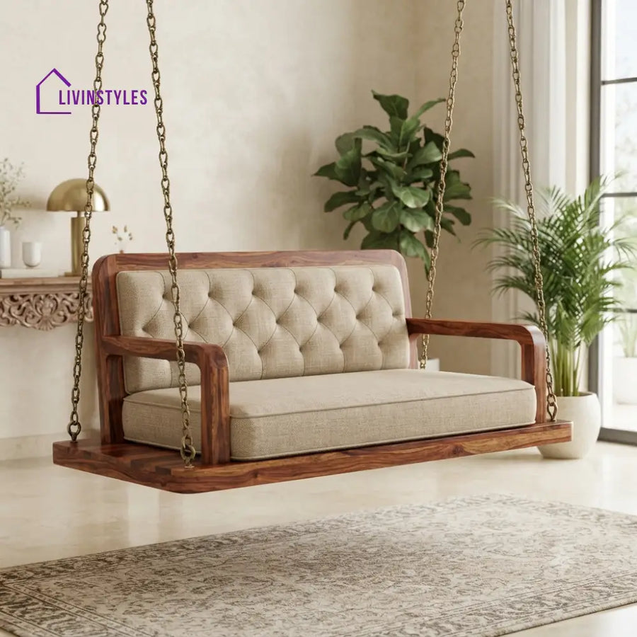 Dorian 2 Seater Wooden Swing for Home | Wooden Jhula for home