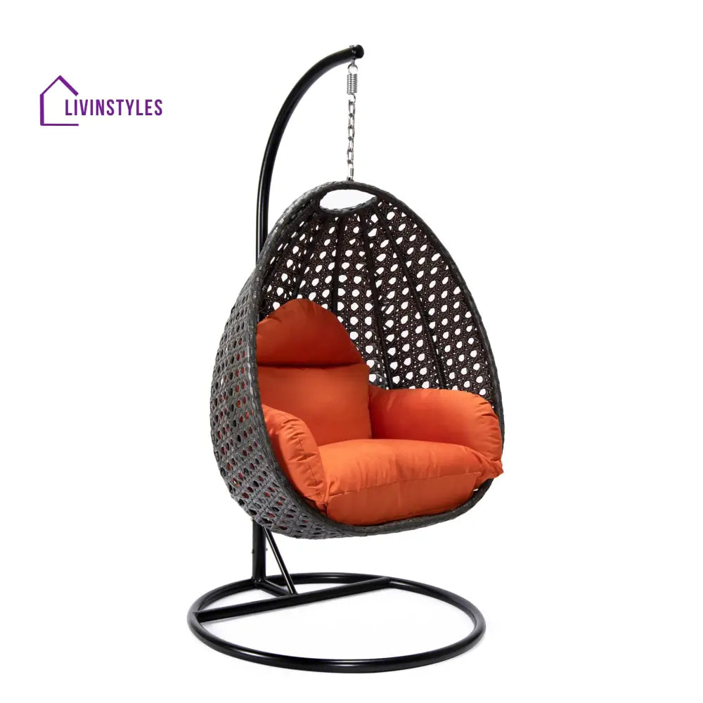 Doriano Single Seater Hanging Swing With Stand For Balcony Garden (Drak Grey) - Swings