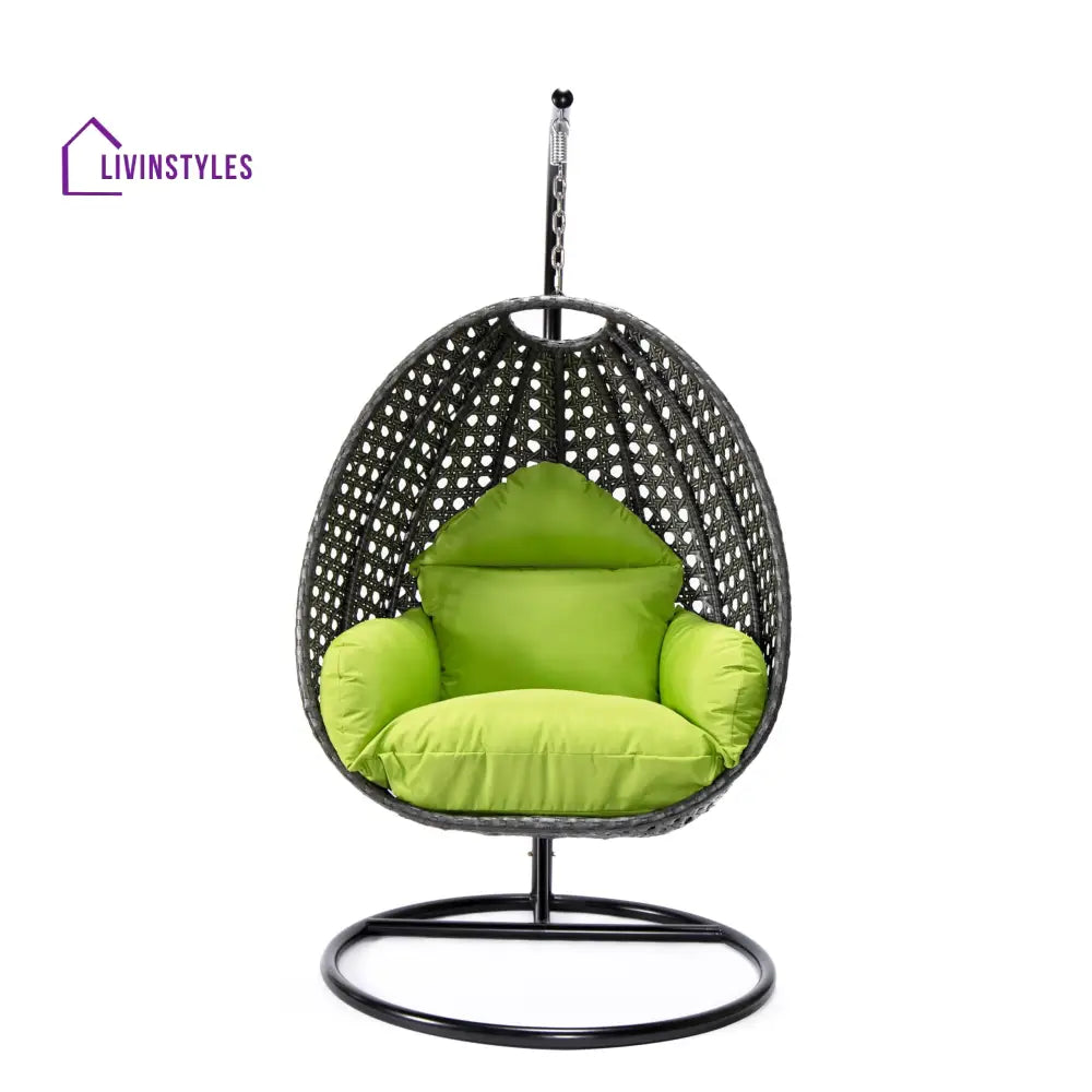 Doriano Single Seater Hanging Swing With Stand For Balcony Garden (Drak Grey) - Swings