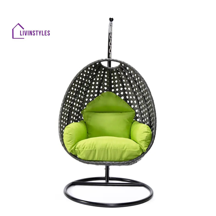 Doriano Single Seater Hanging Swing With Stand For Balcony Garden (Drak Grey) - Swings