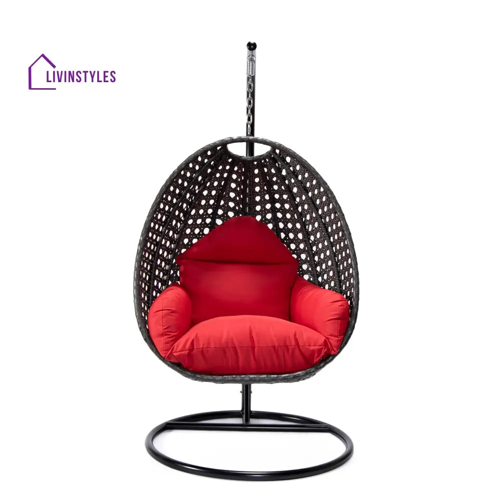 Doriano Single Seater Hanging Swing With Stand For Balcony Garden (Drak Grey) - Swings