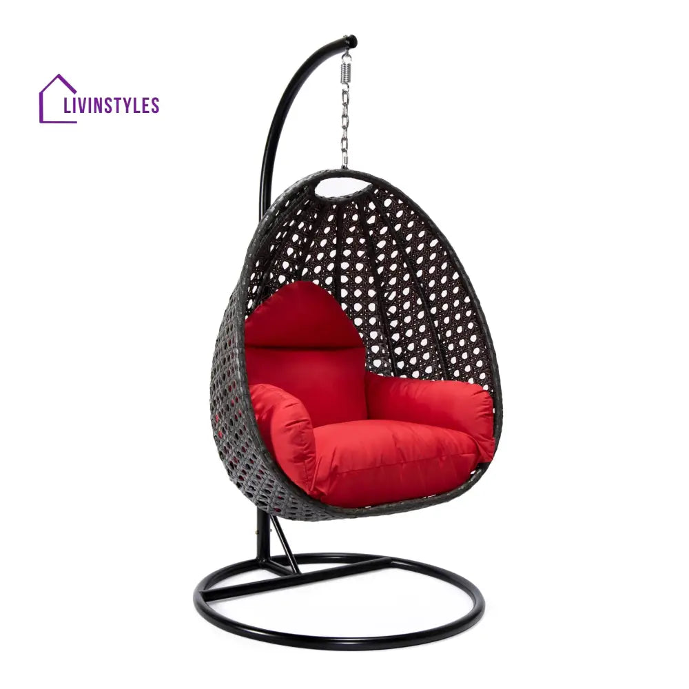 Doriano Single Seater Hanging Swing With Stand For Balcony Garden (Drak Grey) - Swings
