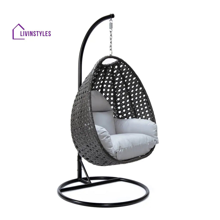 Doriano Single Seater Hanging Swing With Stand For Balcony Garden (Drak Grey) - Swings