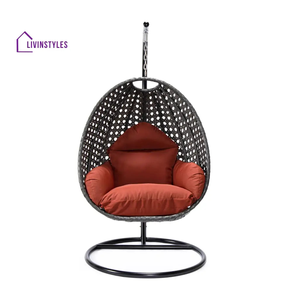 Doriano Single Seater Hanging Swing With Stand For Balcony Garden (Drak Grey) - Swings