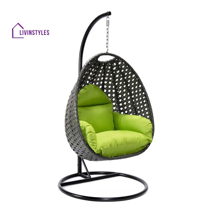 Doriano Single Seater Hanging Swing With Stand For Balcony Garden (Drak Grey) - Swings