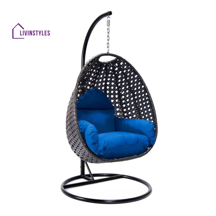 Doriano Single Seater Hanging Swing With Stand For Balcony Garden (Drak Grey) - Swings