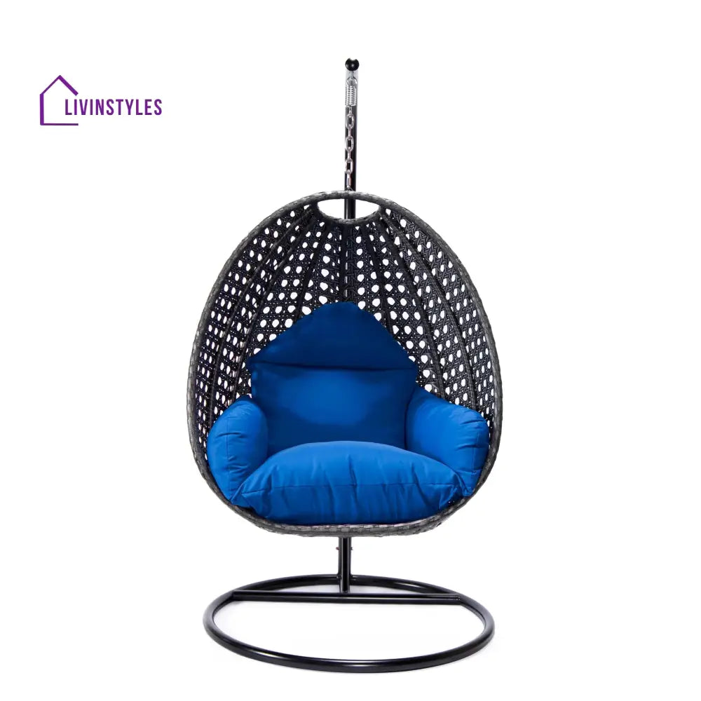 Doriano Single Seater Hanging Swing With Stand For Balcony Garden (Drak Grey) - Swings
