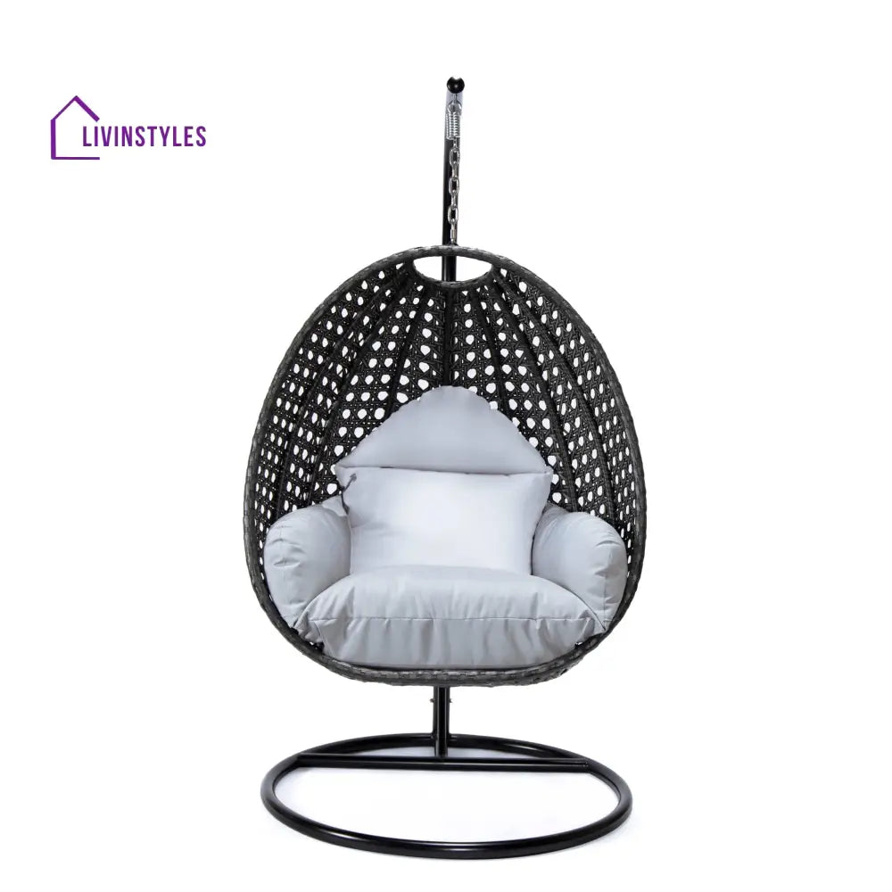 Doriano Single Seater Hanging Swing With Stand For Balcony Garden (Drak Grey) - Swings