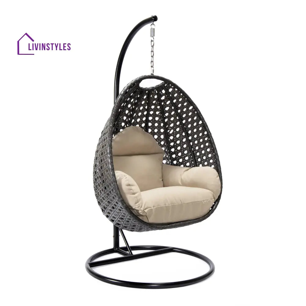 Doriano Single Seater Hanging Swing With Stand For Balcony Garden (Drak Grey) - Swings