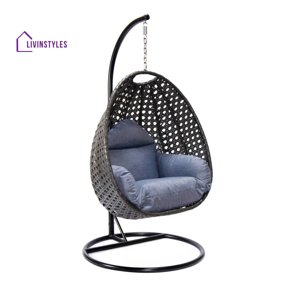 Doriano Single Seater Hanging Swing With Stand For Balcony Garden (Drak Grey) - Swings