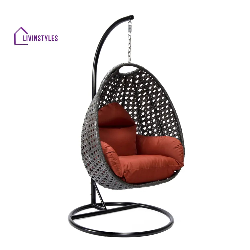Doriano Single Seater Hanging Swing With Stand For Balcony Garden (Drak Grey) - Swings