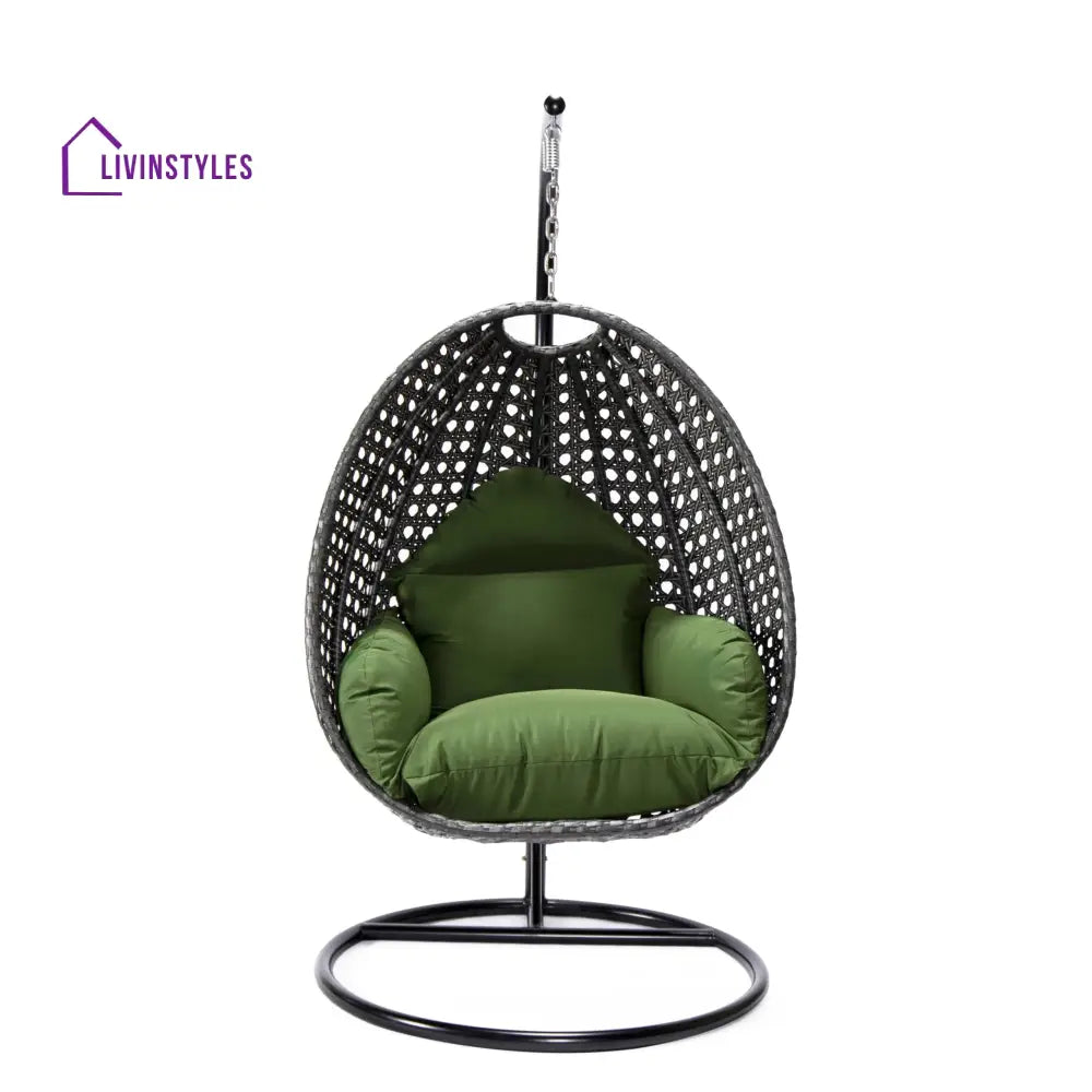 Doriano Single Seater Hanging Swing With Stand For Balcony Garden (Drak Grey) - Swings