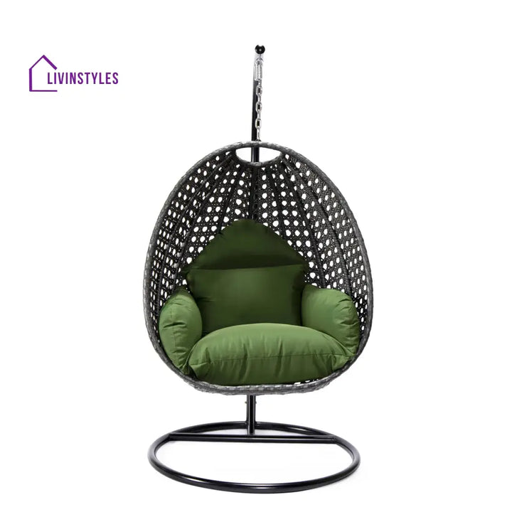Doriano Single Seater Hanging Swing With Stand For Balcony Garden (Drak Grey) - Swings