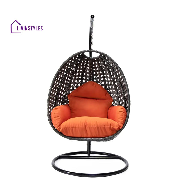 Doriano Single Seater Hanging Swing With Stand For Balcony Garden (Drak Grey) - Swings