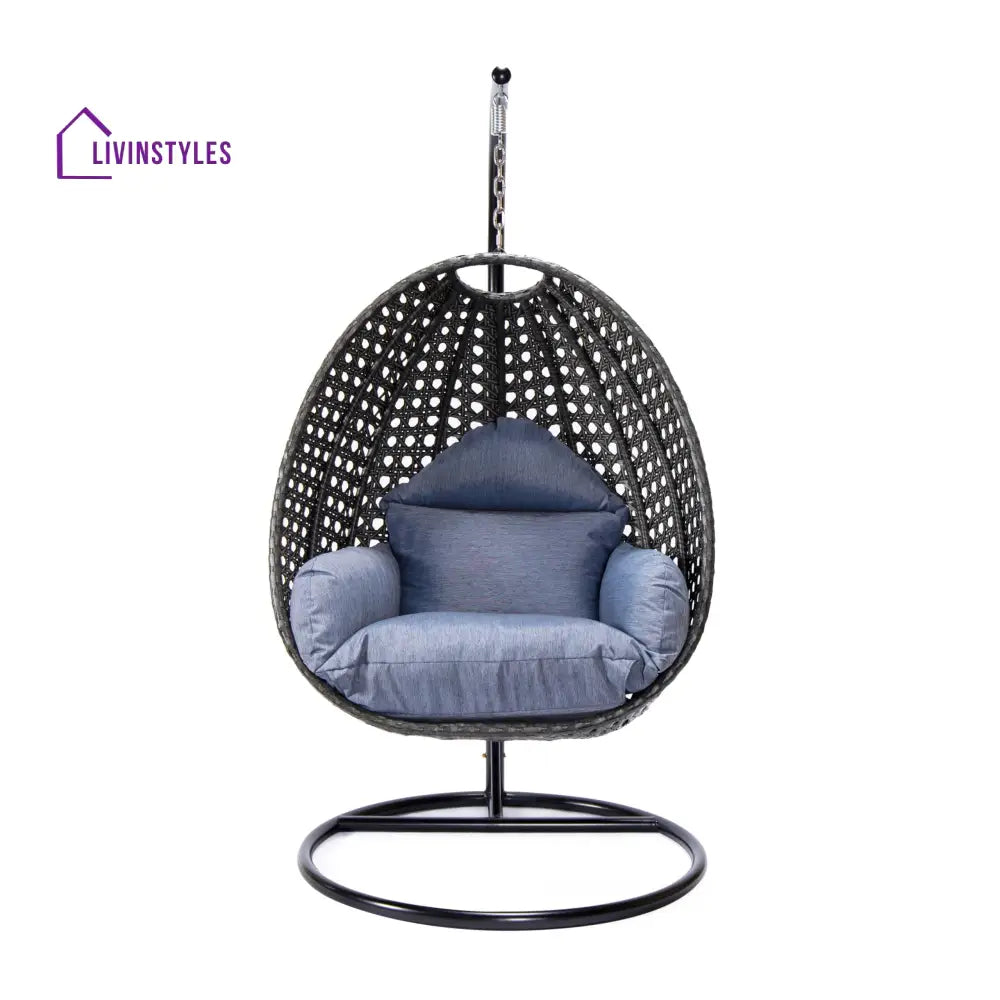 Doriano Single Seater Hanging Swing With Stand For Balcony Garden (Drak Grey) - Swings