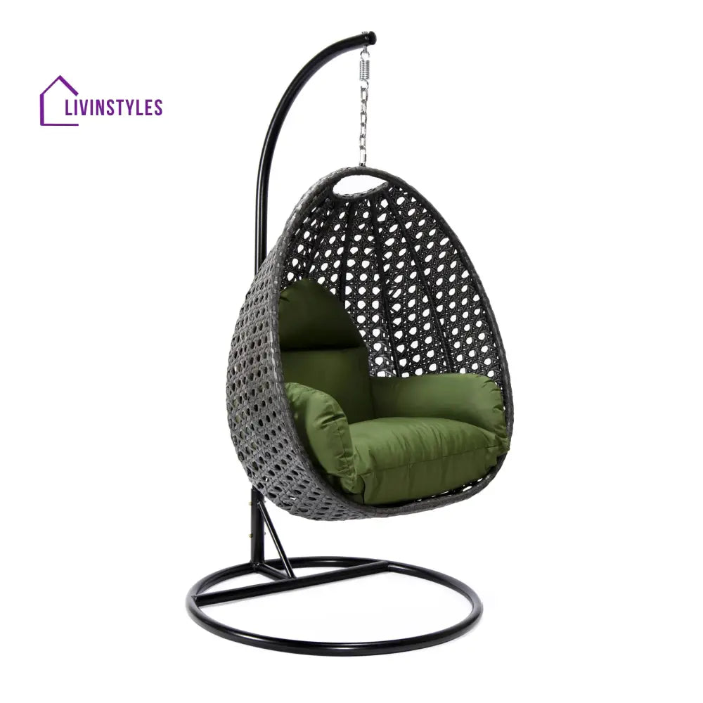 Doriano Single Seater Hanging Swing With Stand For Balcony Garden (Drak Grey) - Swings