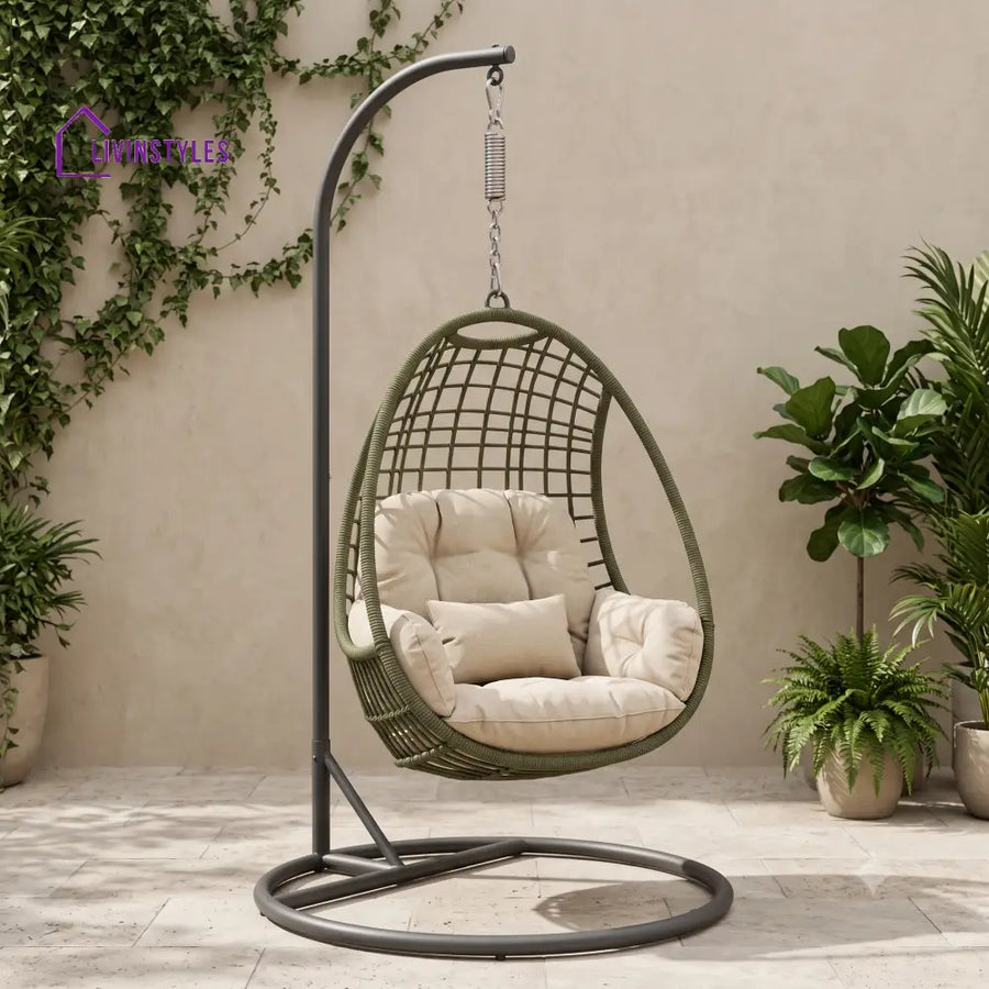 Dorota Premium MS Frame with Powder Coated Outdoor Swing Chair with Stand