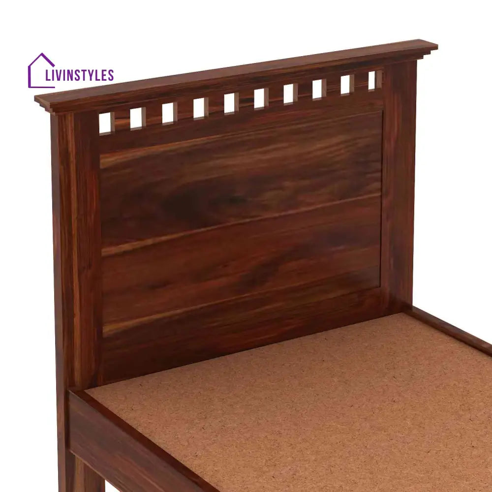 Dorotea Solid Sheesham Wood Single Bed Without Storage (Natural Finish) Bed