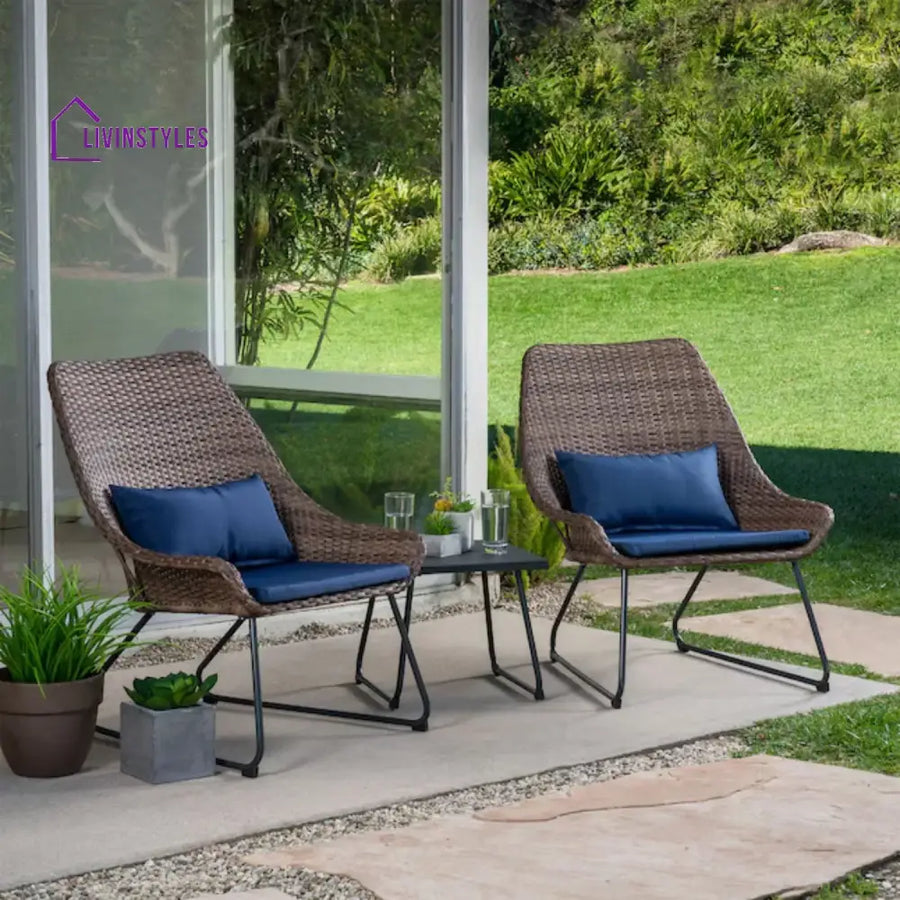 Dorothea Outdoor Rattan Wicker 3-Piece Patio Set - Patio Set