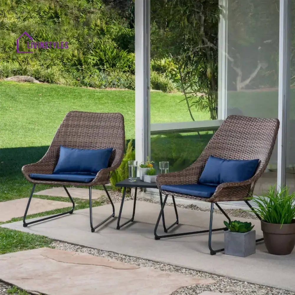 Dorothea Outdoor Rattan Wicker 3-Piece Patio Set - Patio Set